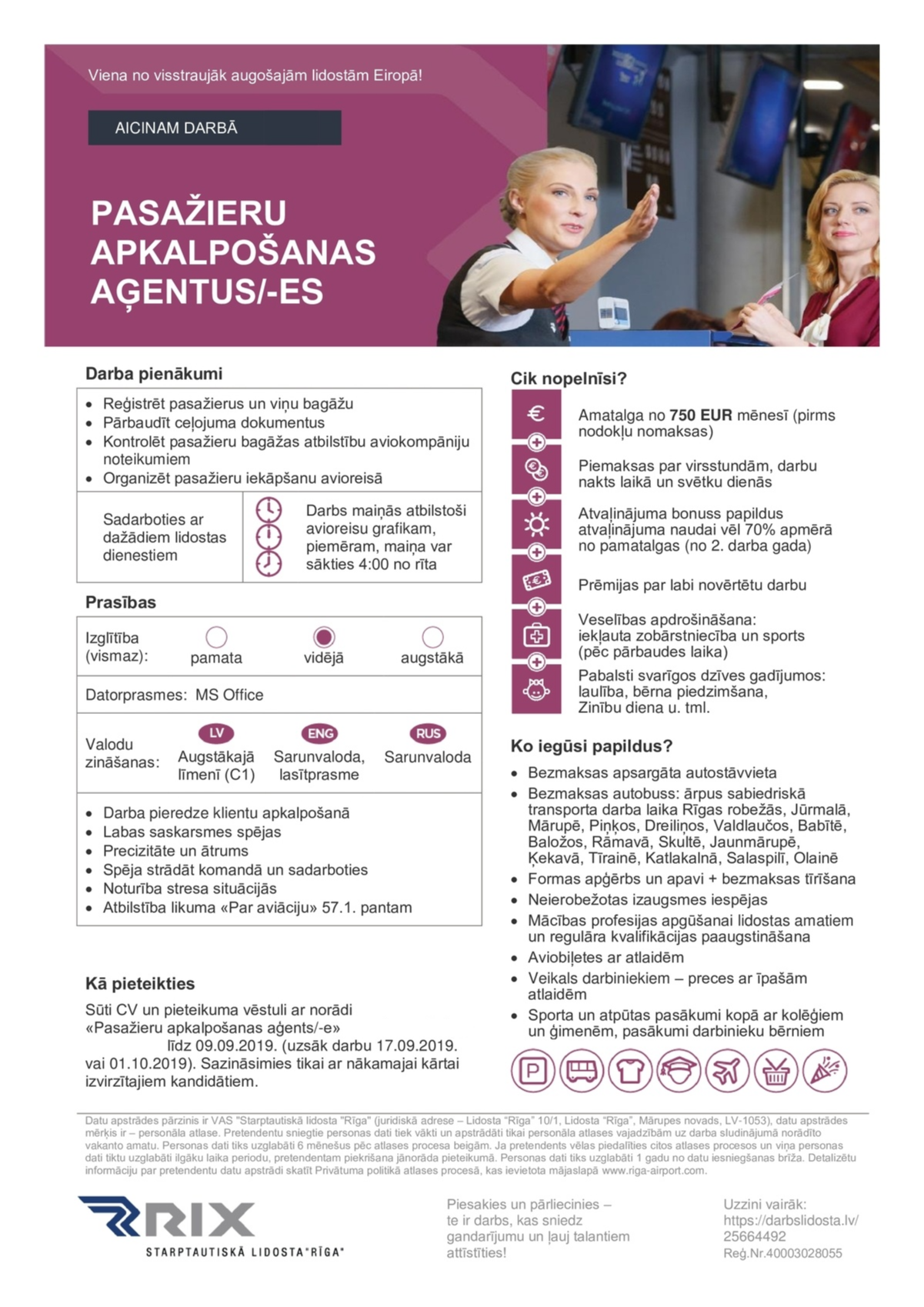 Starptautiskā lidosta  Pasažieru apkalpošanas aģents/-e