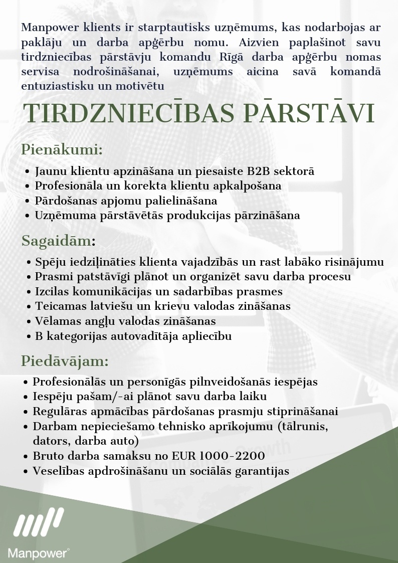 Manpower Lit Tirdzniecības pārstāvis/-e