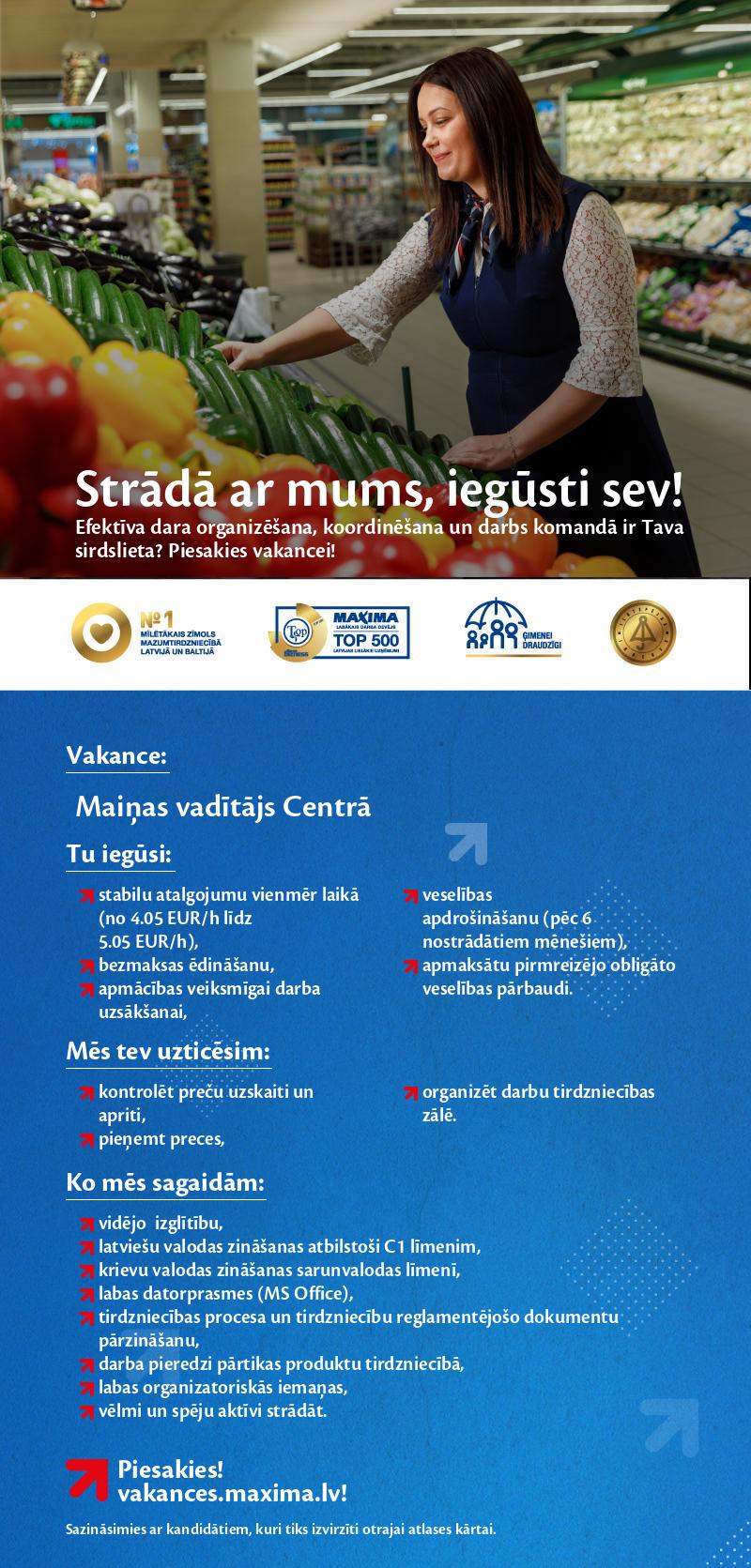 MAXIMA Latvija Maiņas vadītājs/-a