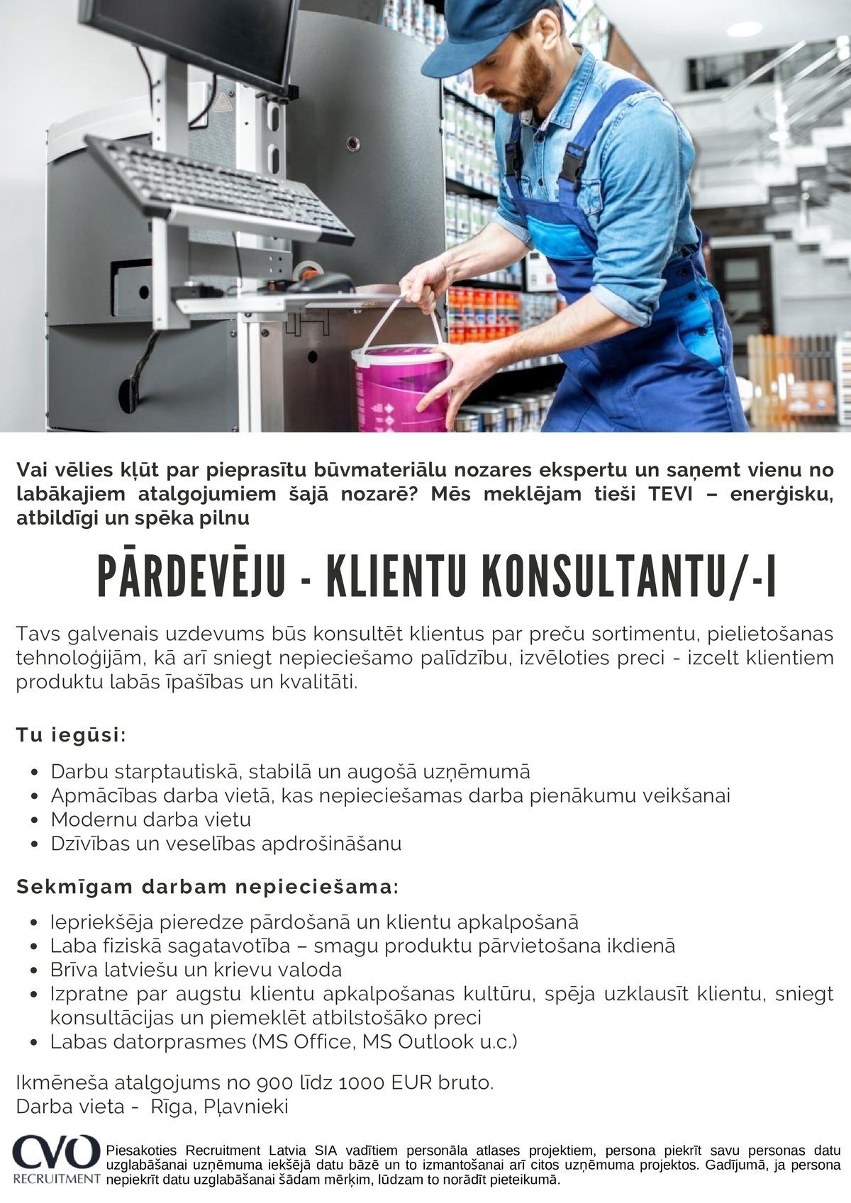 Recruitment Latvia, SIA Pārdevējs/a - klientu konsultants/e