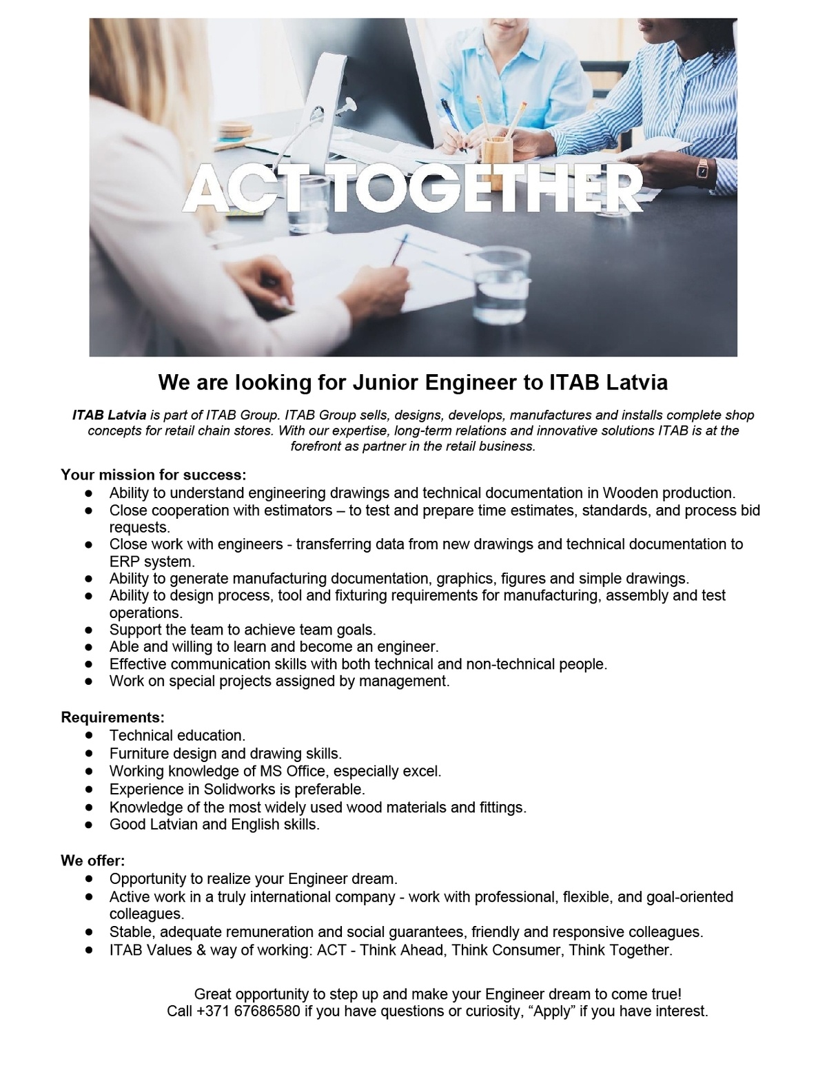 ITAB Latvia, SIA Junior Engineer