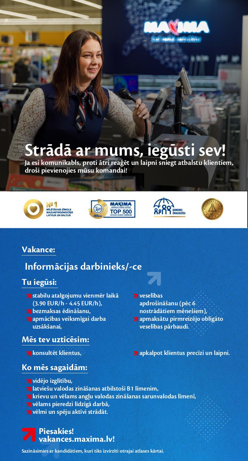 MAXIMA Latvija Informācijas darbinieks/-ce