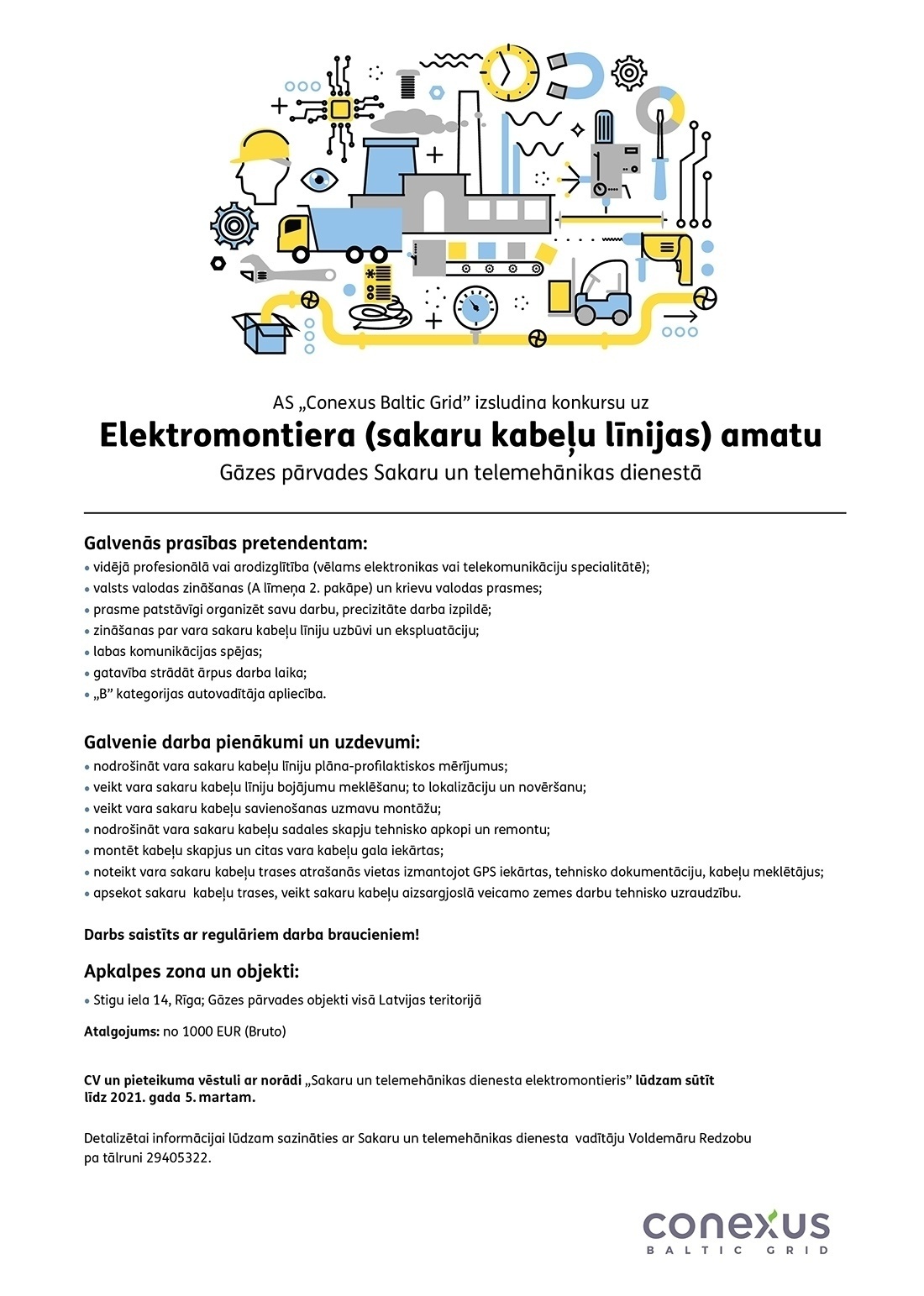 Conexus Baltic Grid, A/S Elektromontieris/-e (sakaru kabeļu līnijas)