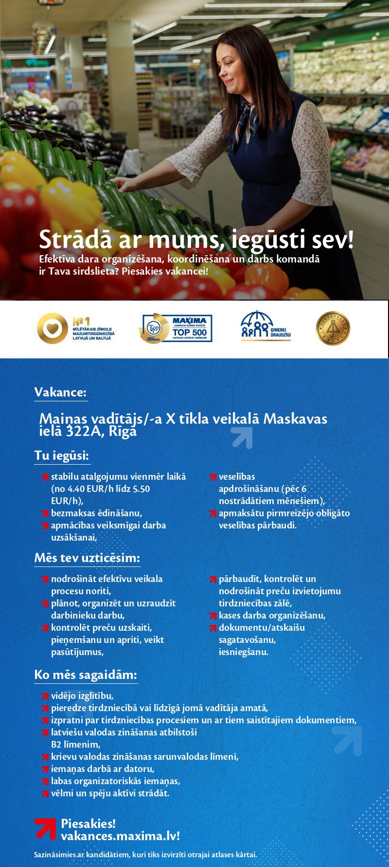 MAXIMA Latvija Maiņas vadītājs/-a