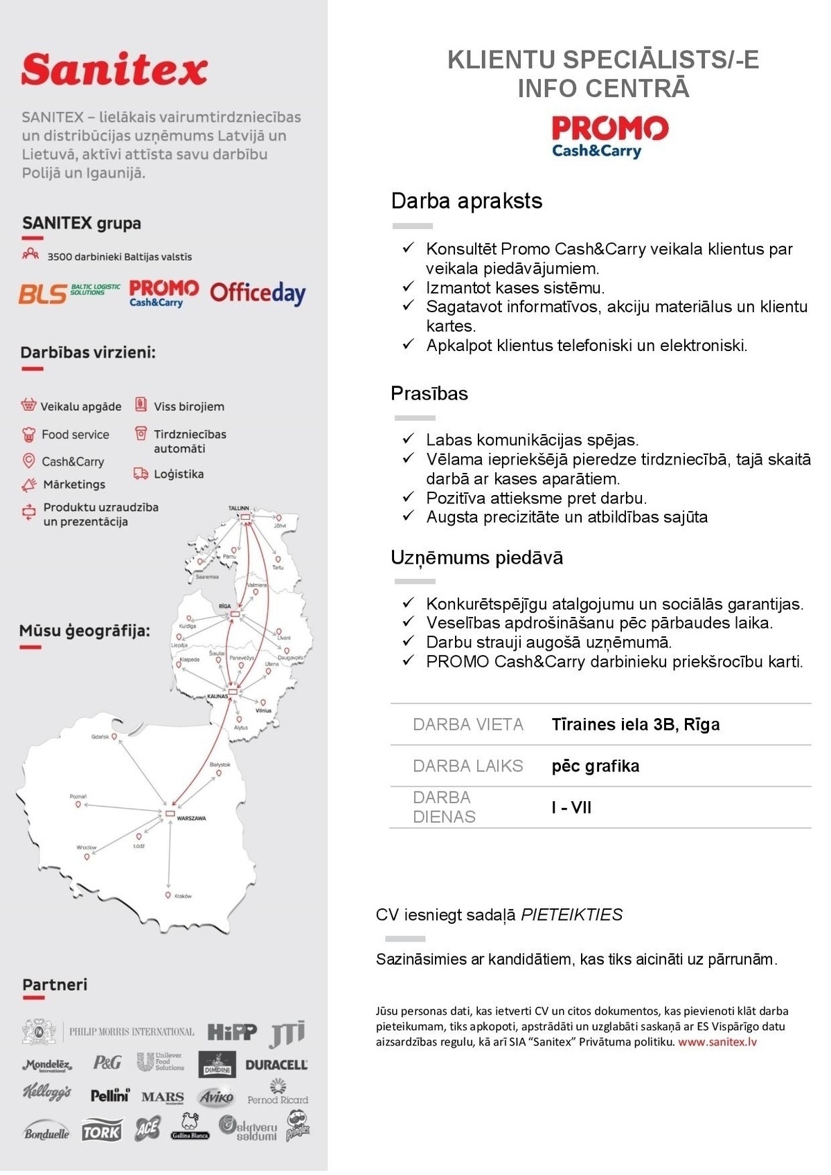 Sanitex, SIA Klientu speciālists/-e info centrā