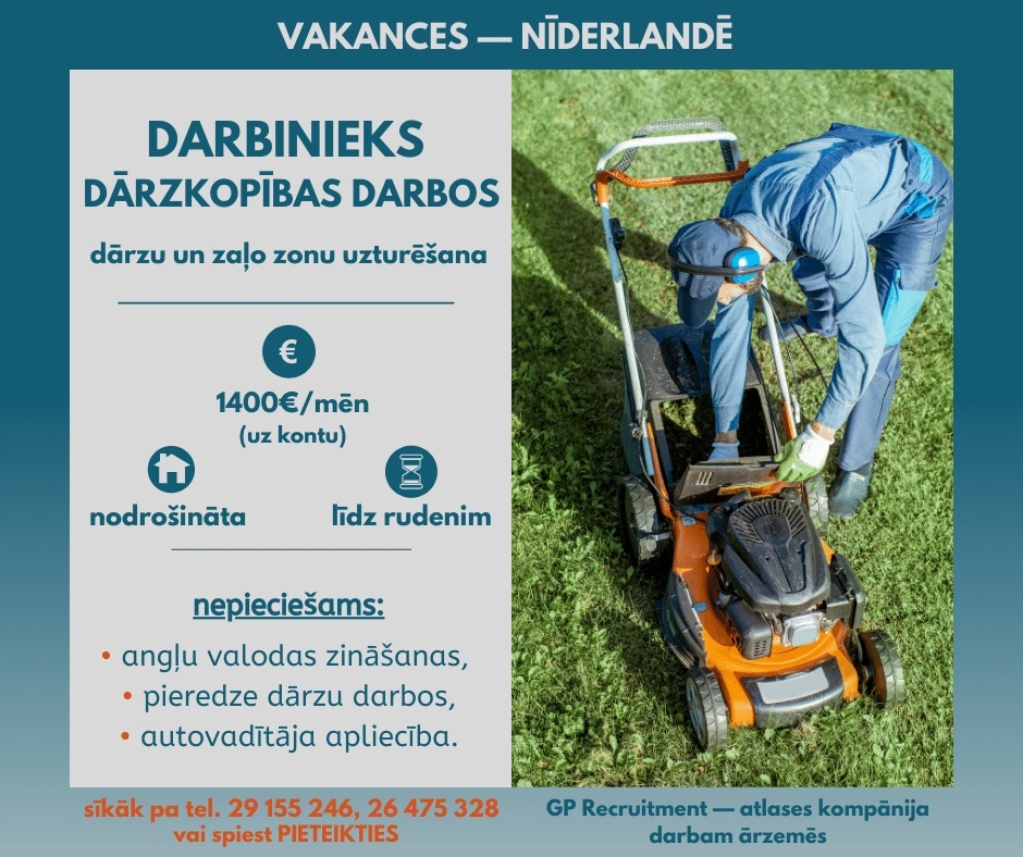 GP Recruitment, SIA Nīderlandē - darbinieks/-ce dārzkopības darbos