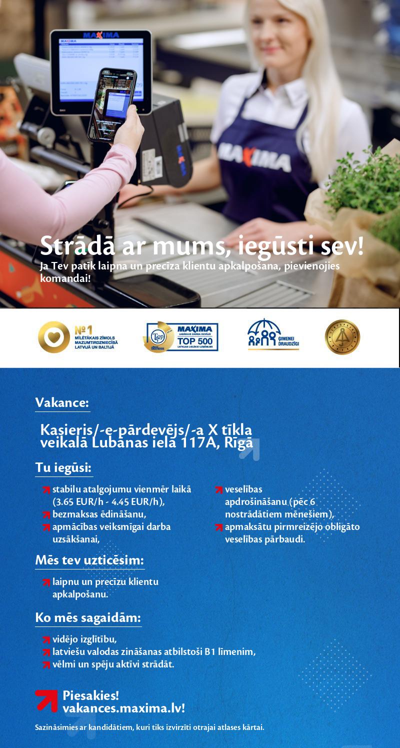 MAXIMA Latvija Kasieris/-e-pārdevējs/-a