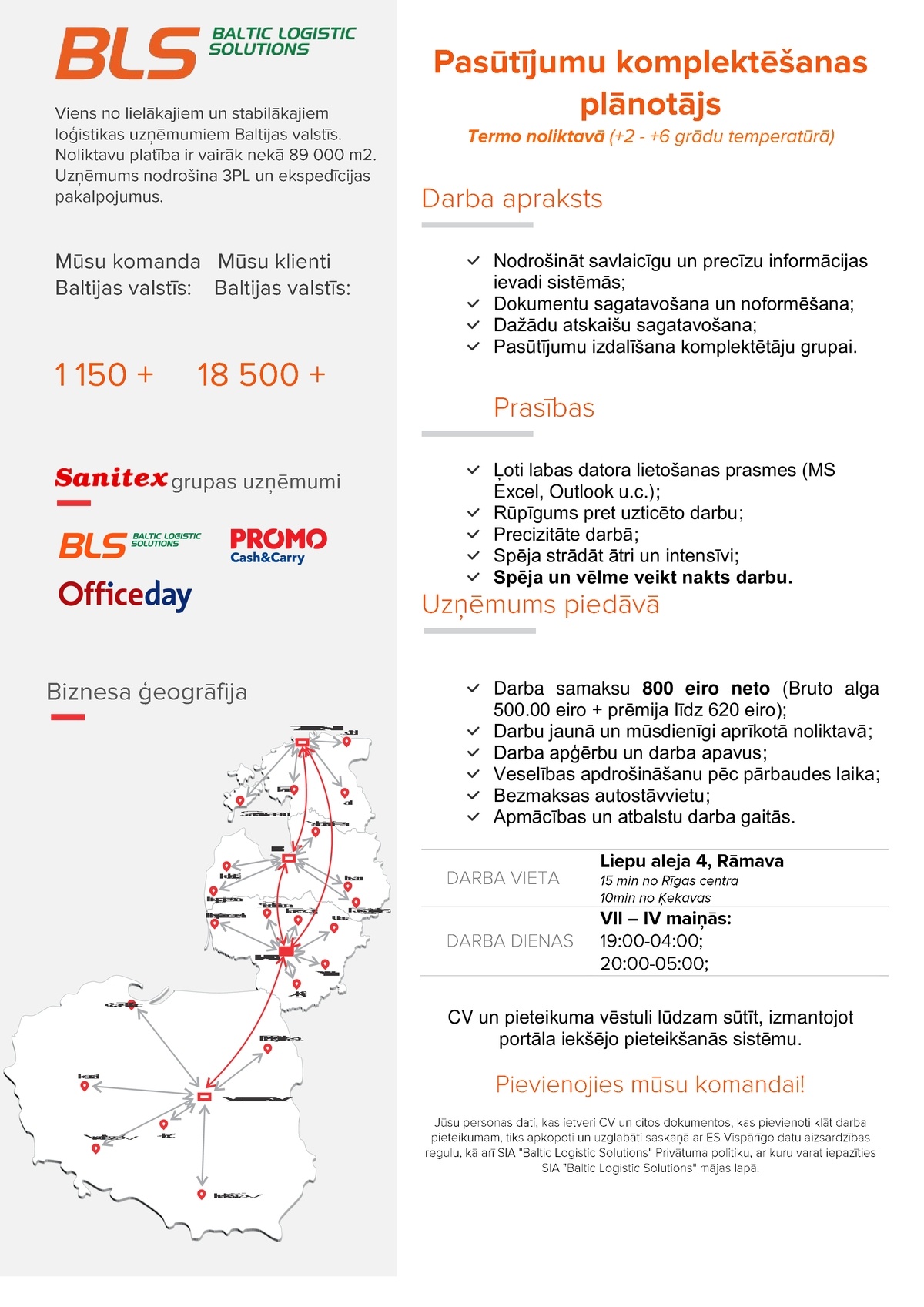 Baltic Logistic Solutions Pasūtījumu komplektēšanas plānotājs/a