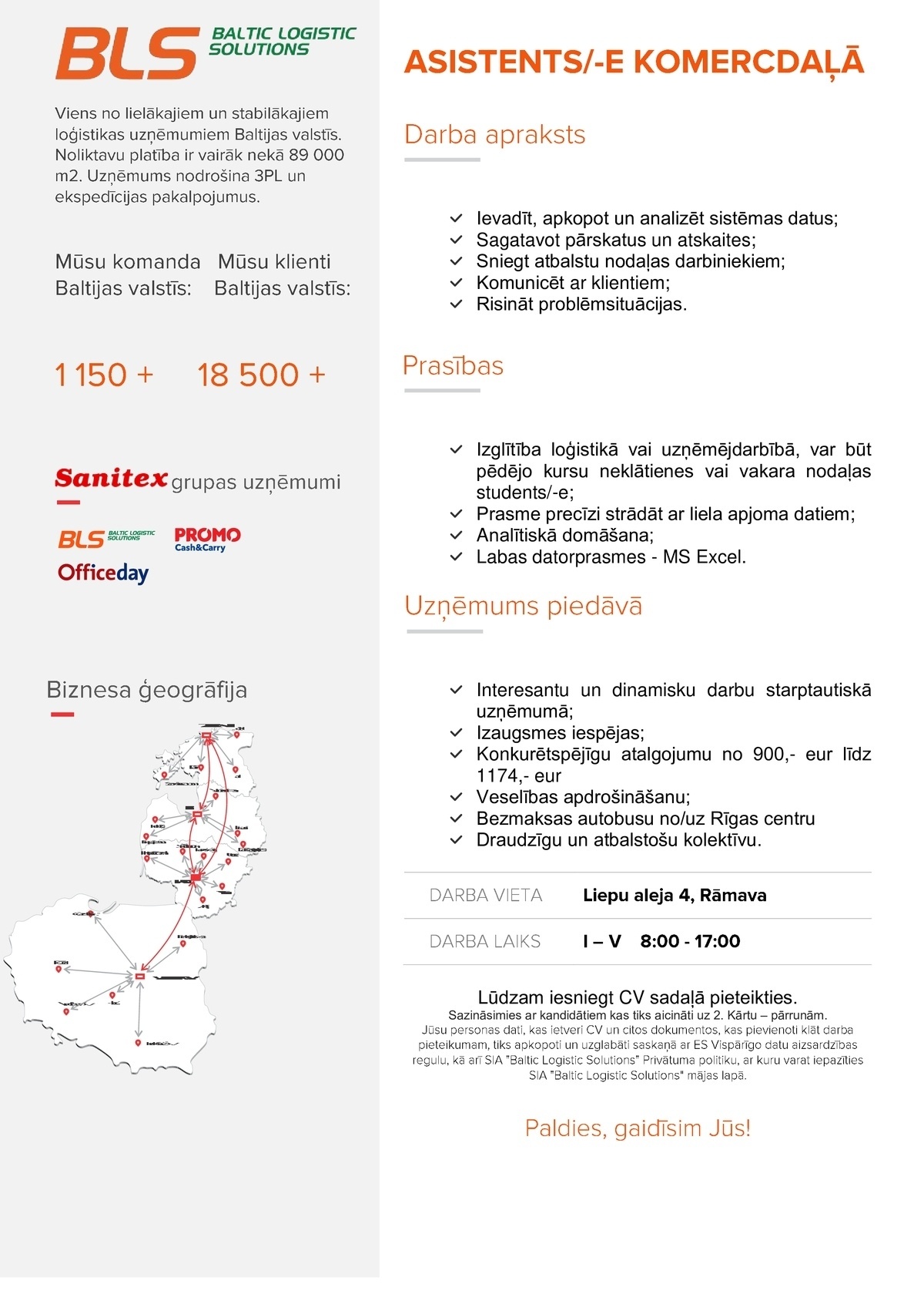 Baltic Logistic Solutions, SIA Asistents/-e komercdaļā