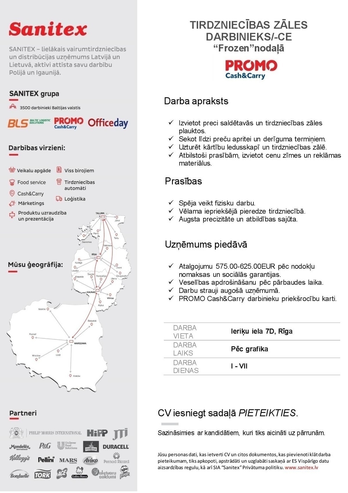 Sanitex, SIA Tirdzniecības zāles darbinieks/-ce Purvciemā