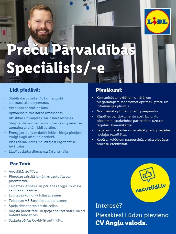 Lidl Latvija, SIA Preču pārvaldības speciālists/-e