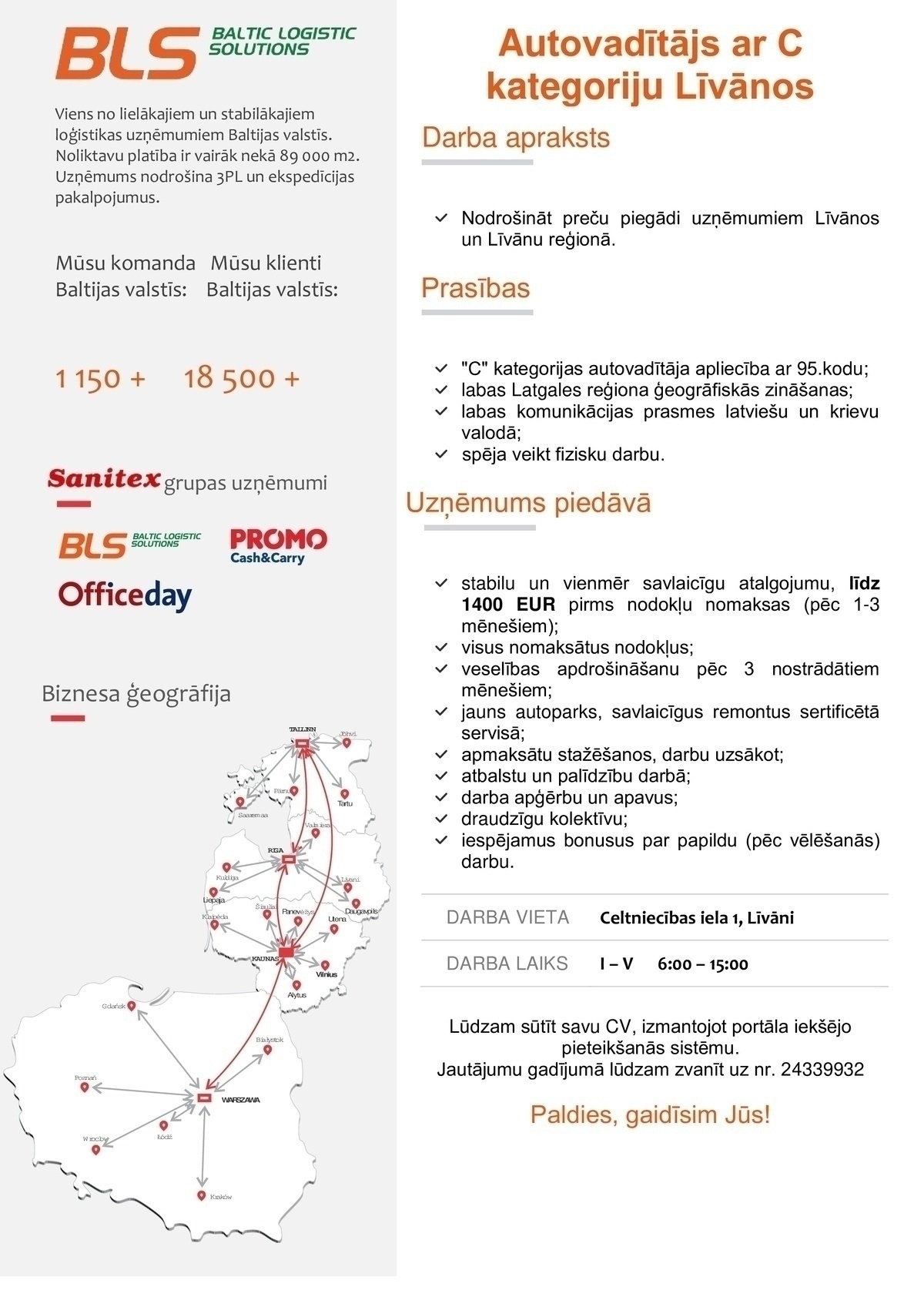 Baltic Logistic Solutions C kat. autovadītājs/-a Līvānos