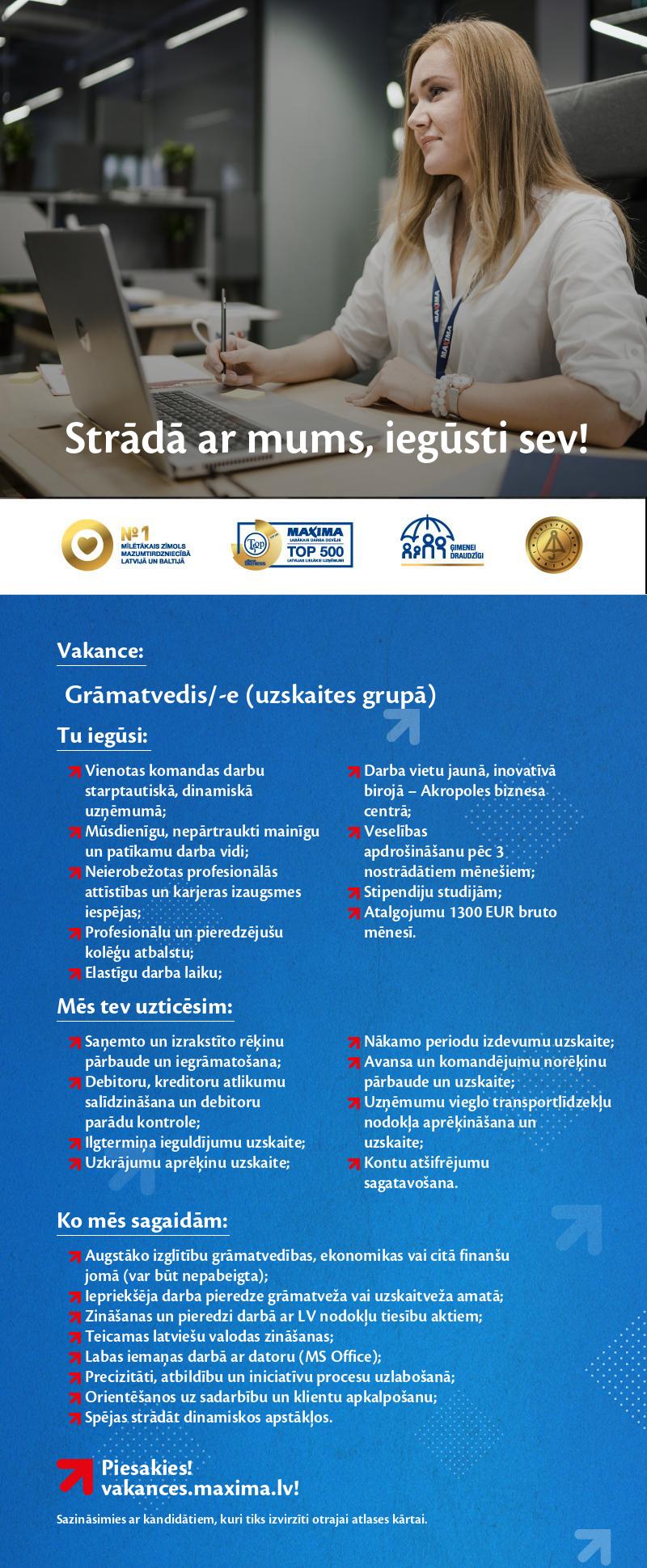 MAXIMA Latvija Grāmatvedis/-e (uzskaites grupā)