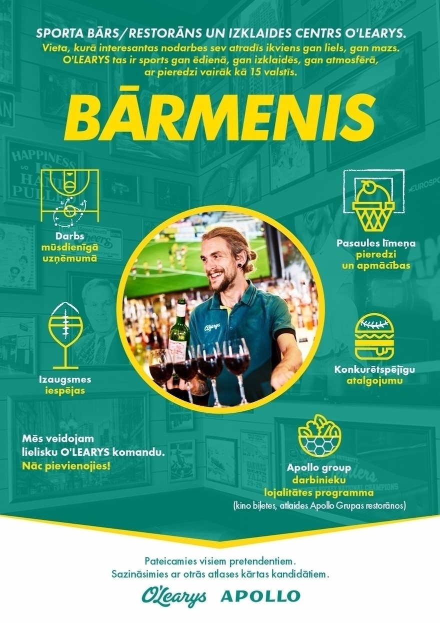 O'Learys Bārmenis O`Learys Akropole Rīga