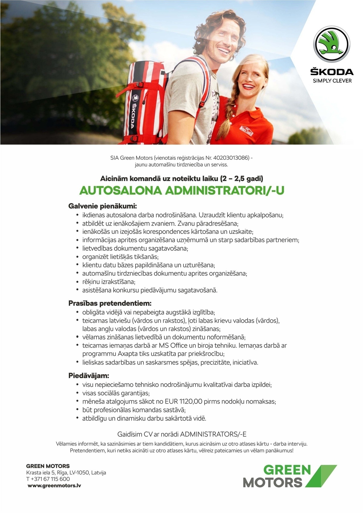 Green Motors, SIA Autosalona administrators/-e