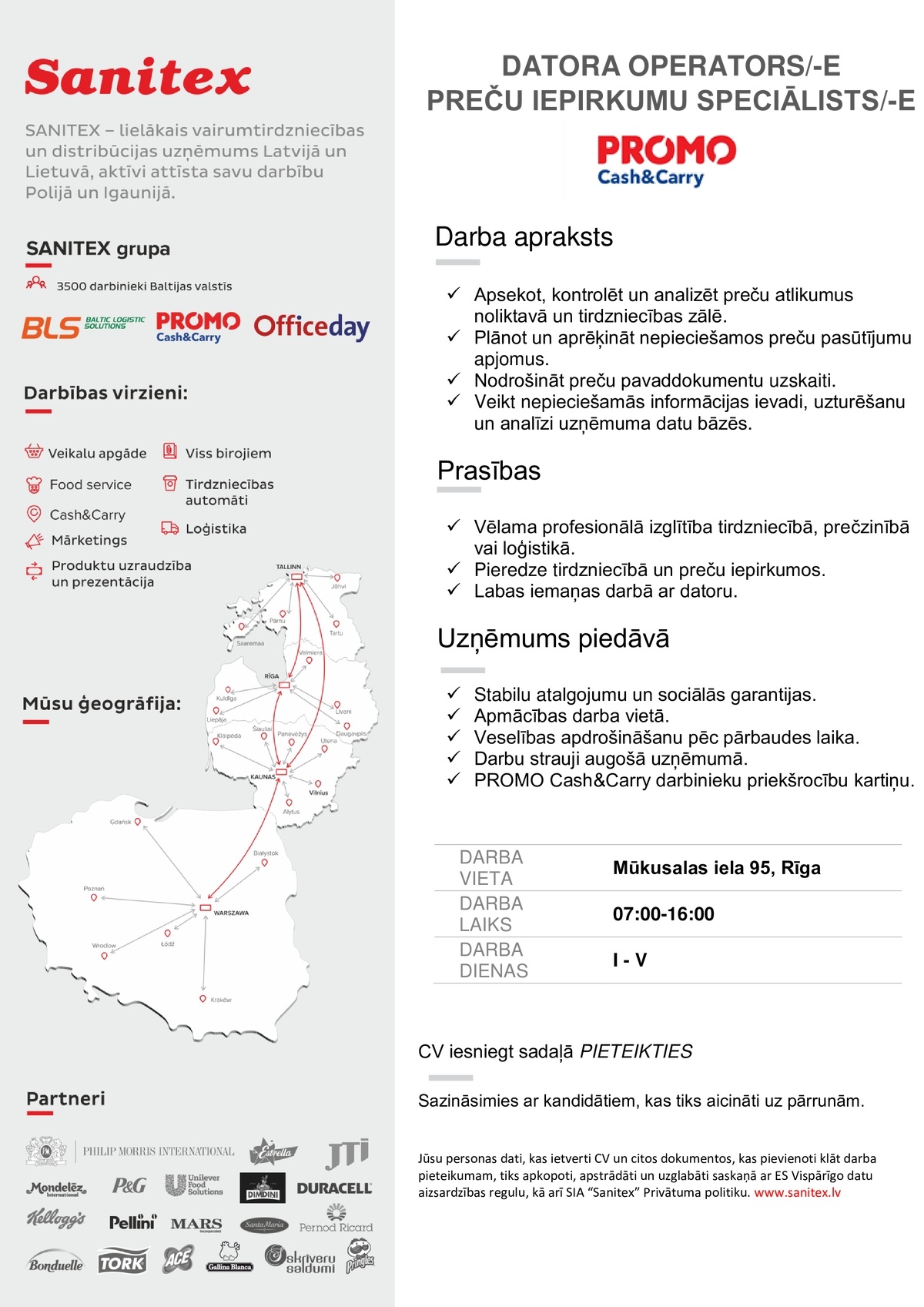 Sanitex, SIA Datora operators/-e / Preču iepirkumu speciālists/-e