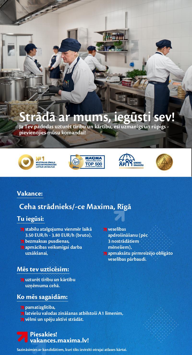 MAXIMA Latvija Ceha strādnieks/-ce