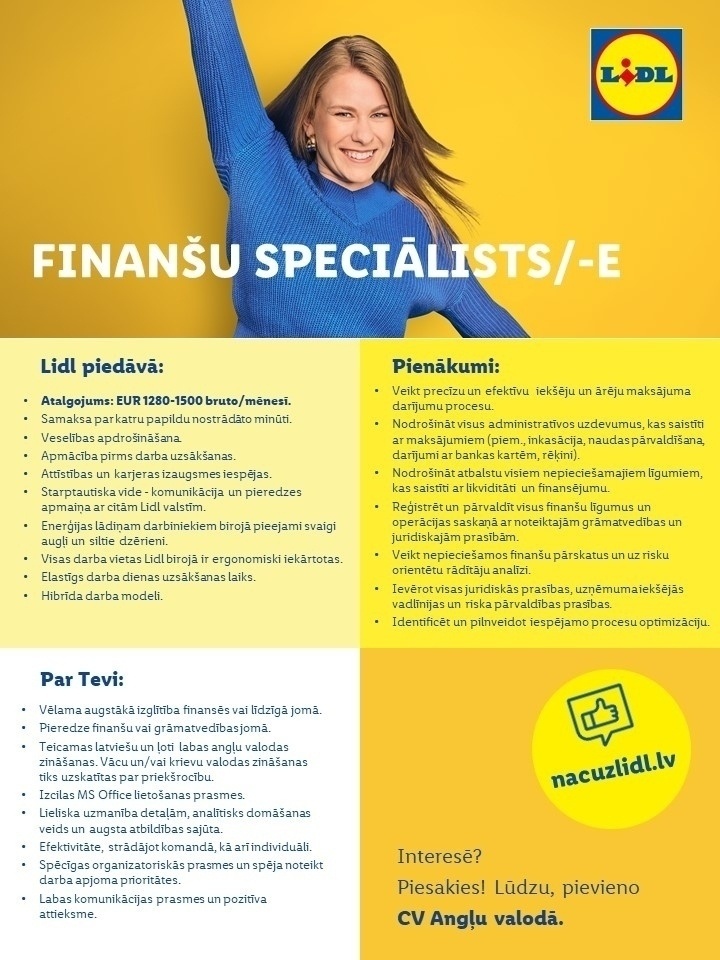 Lidl Latvija, SIA Finanšu speciālists/-e