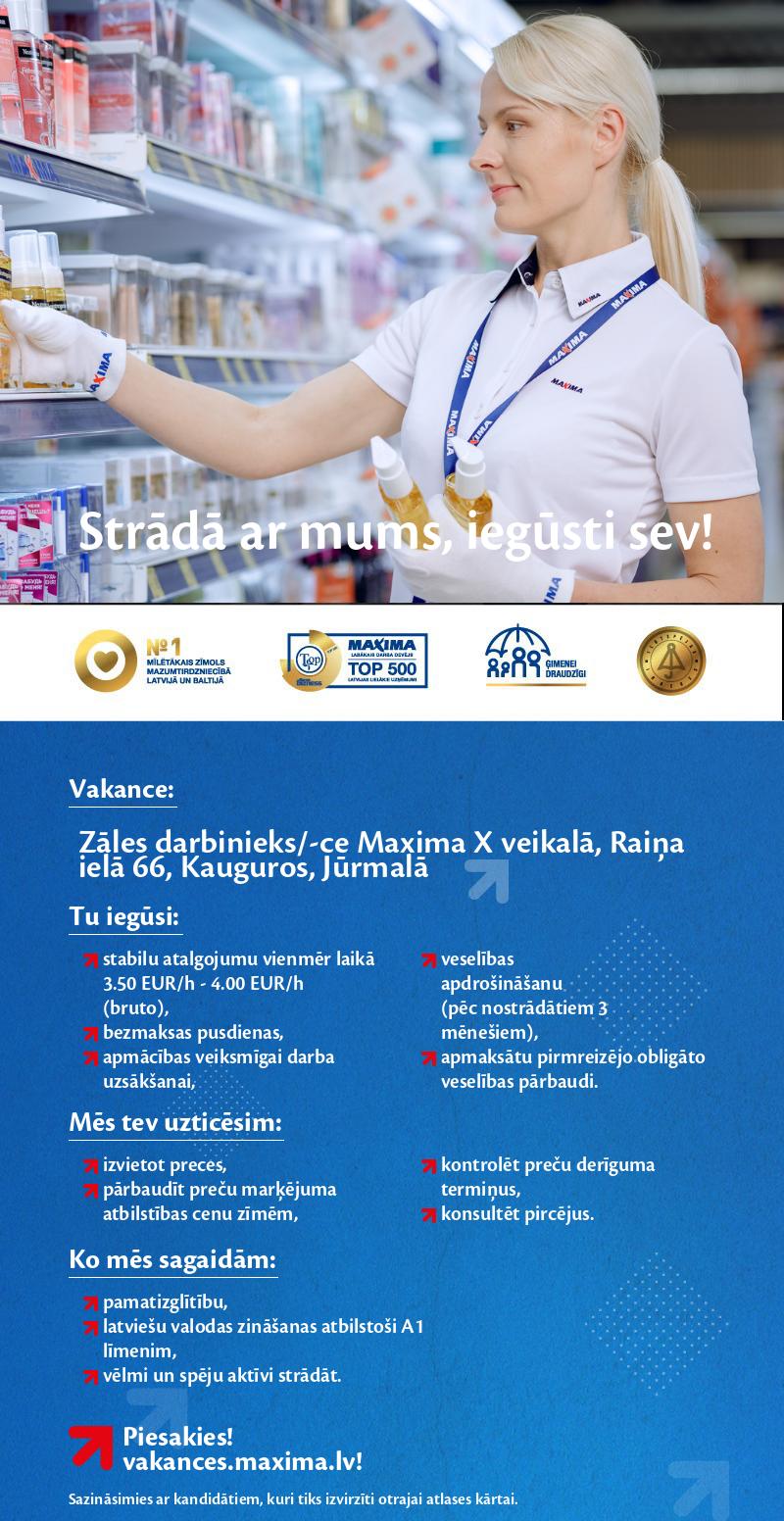 MAXIMA Latvija Zāles darbinieks/-ce