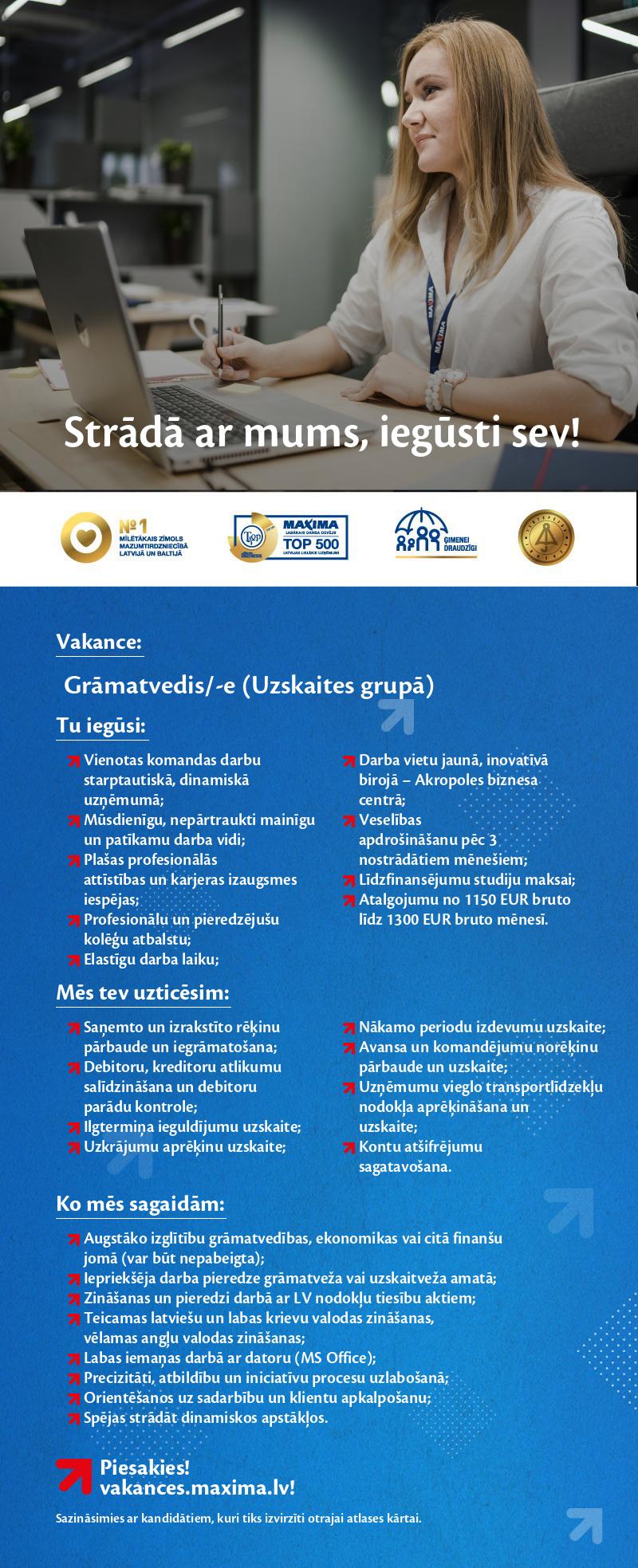 MAXIMA Latvija Grāmatvedis/-e (Uzskaites grupā)