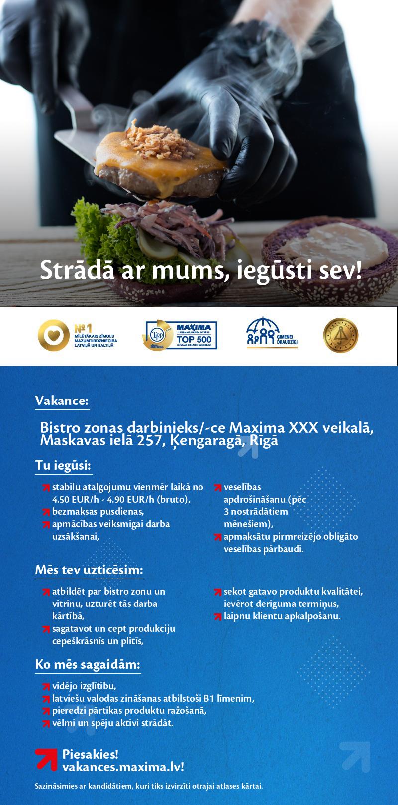 MAXIMA Latvija Bistro zonas darbinieks/-ce