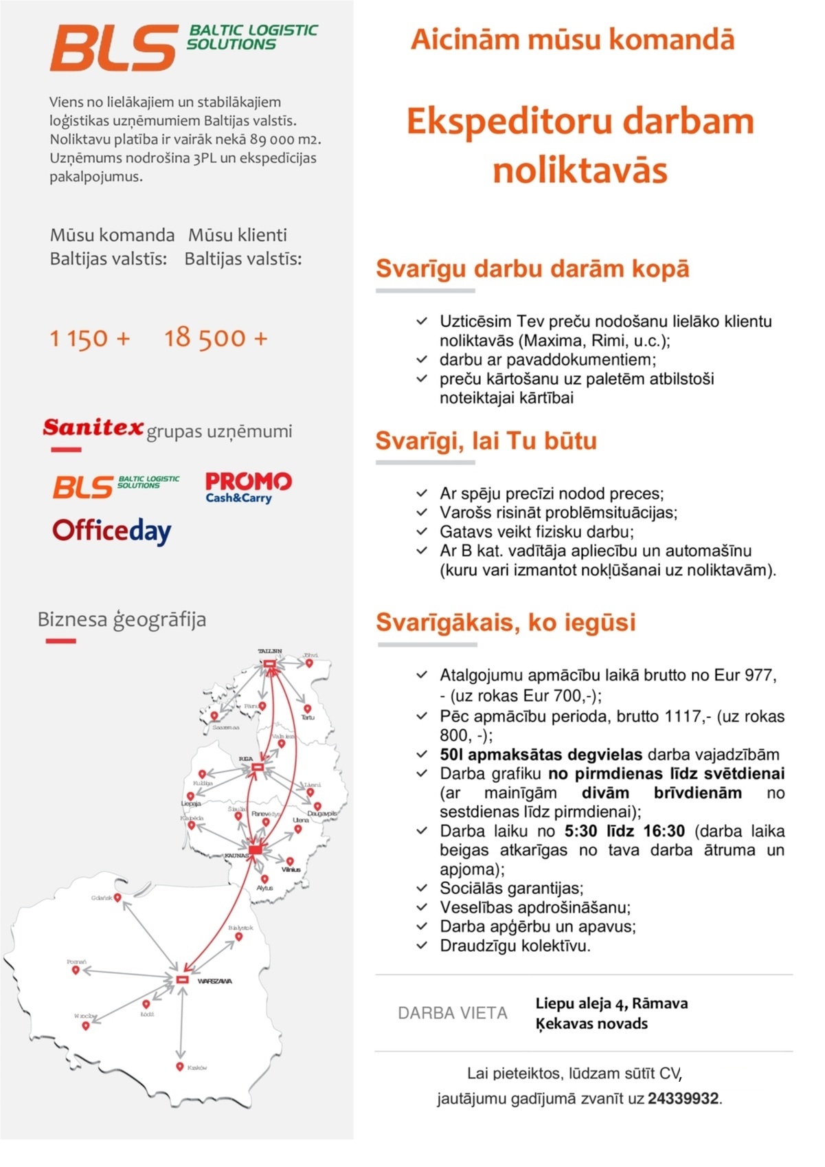 Baltic Logistic Solutions Ekspeditors/-e darbam noliktavās