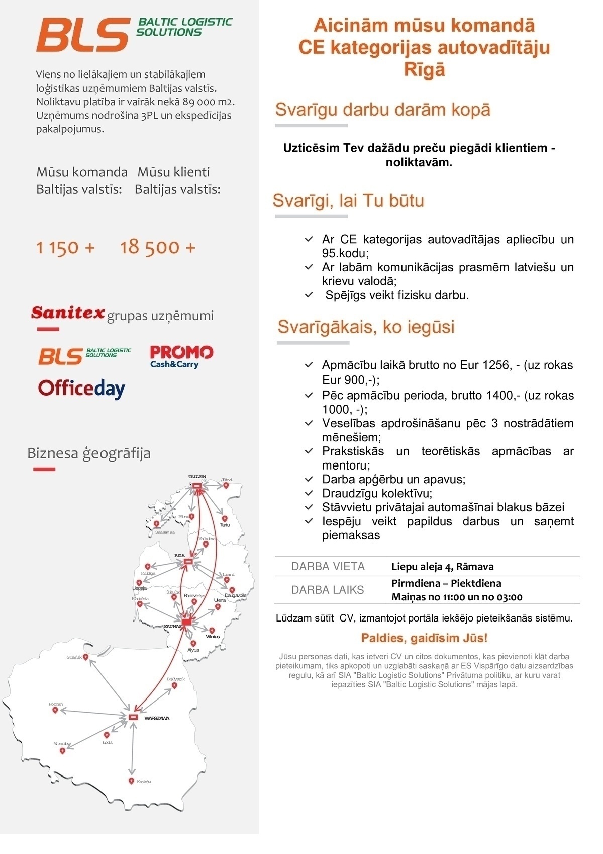 Baltic Logistic Solutions CE kat. autovadītājs/-a Rīgā