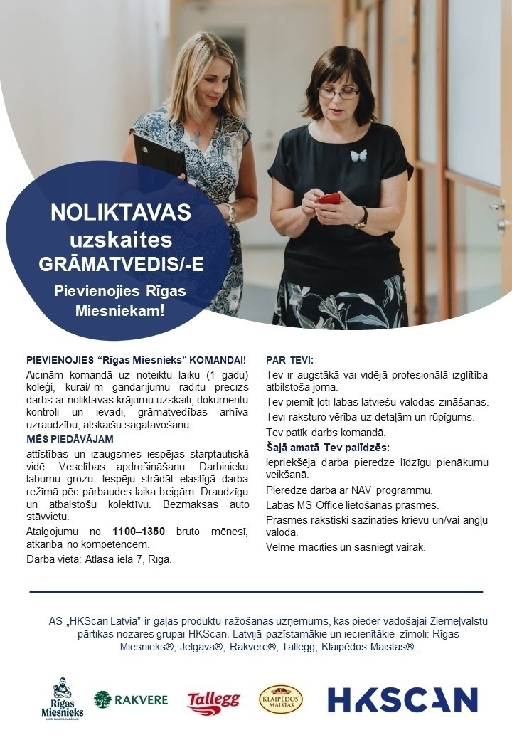 HKScan Latvia, A/S Noliktavas uzskaites grāmatvedis/-e