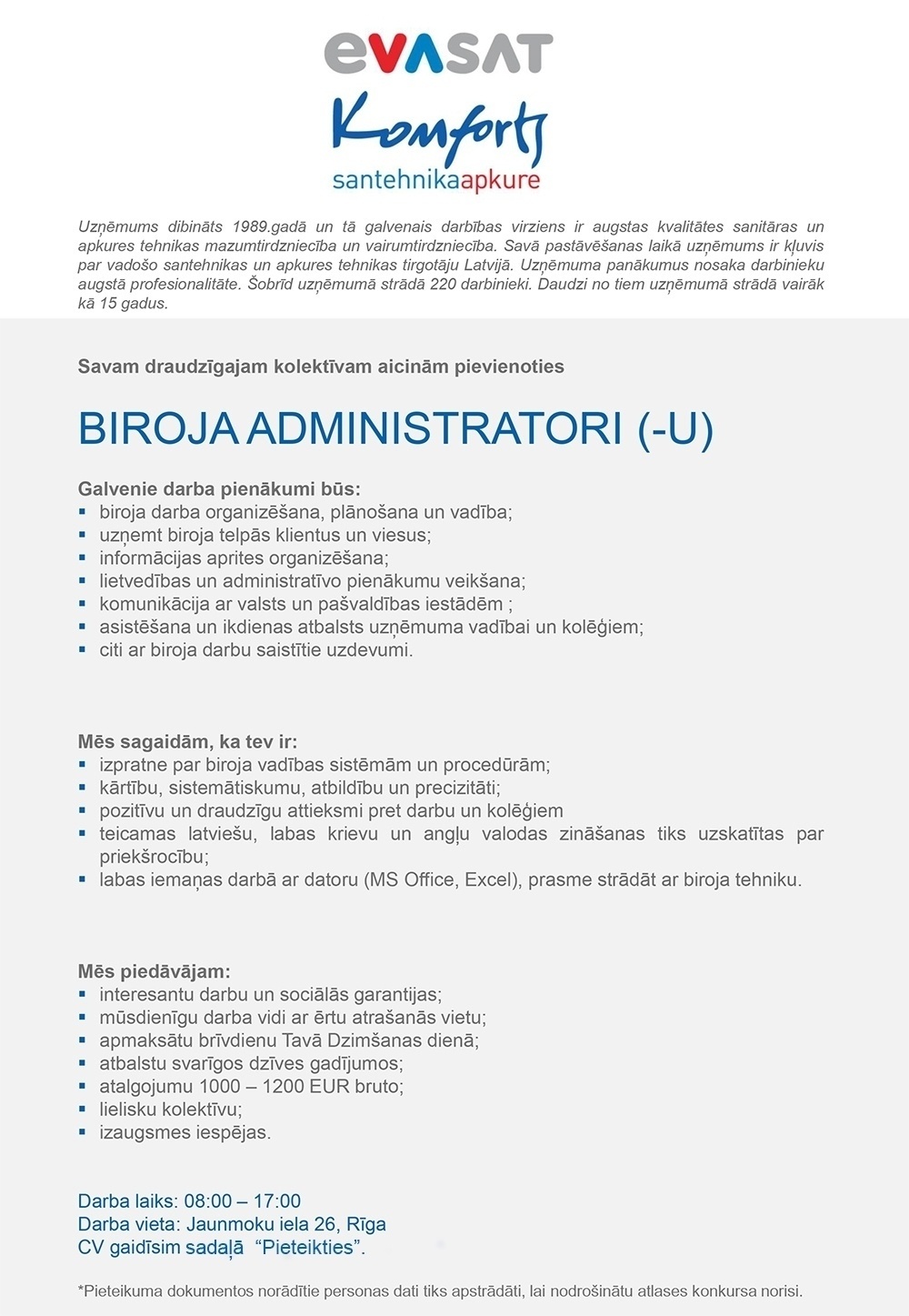 EVA-SAT, SIA Biroja administrators/-e