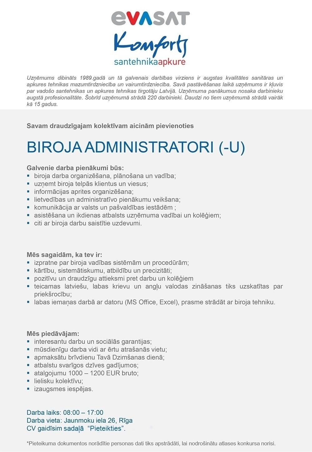 EVA-SAT, SIA Biroja administrators/-e