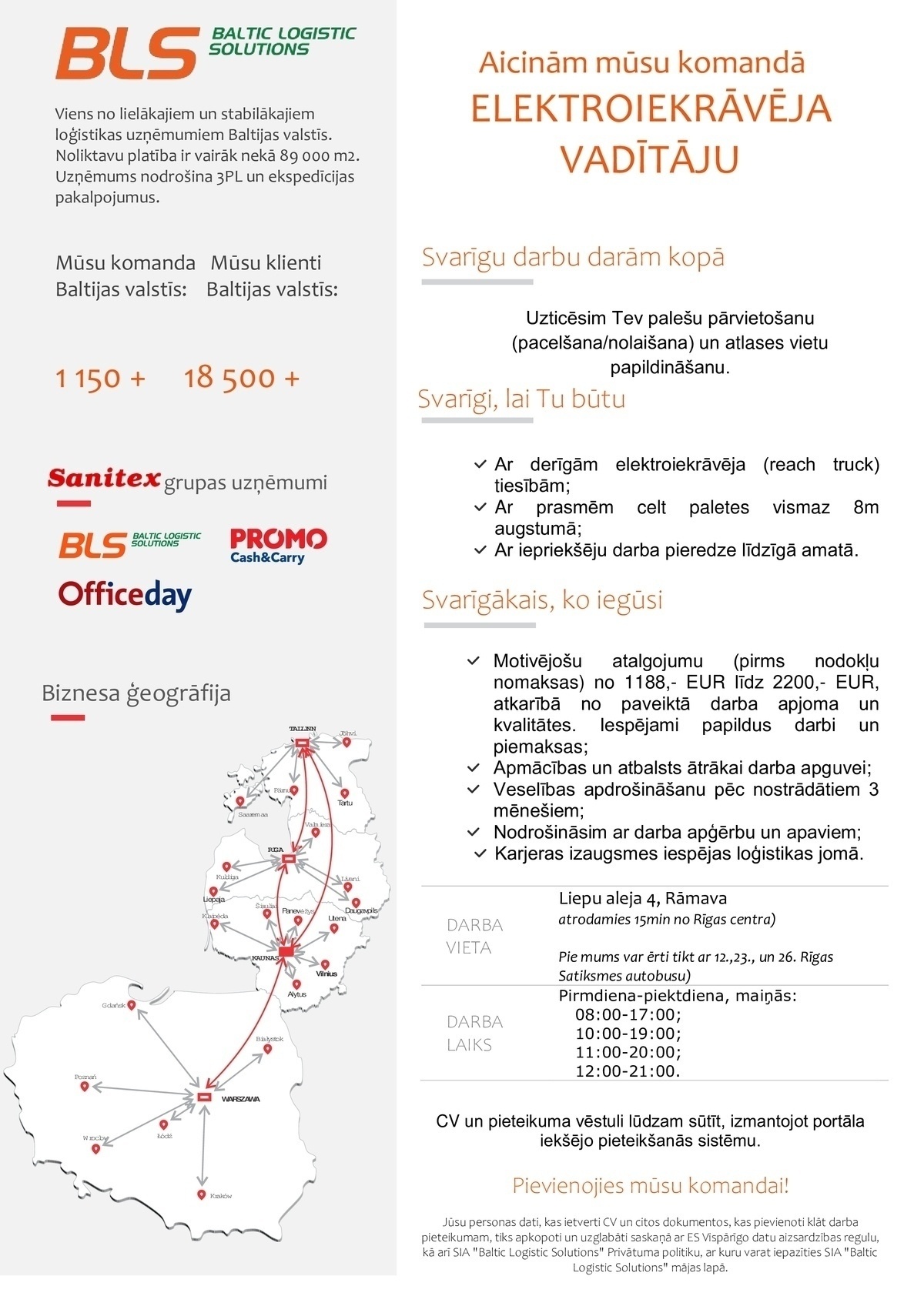 Baltic Logistic Solutions ELEKTROIEKRĀVĒJA VADĪTĀJS/-A