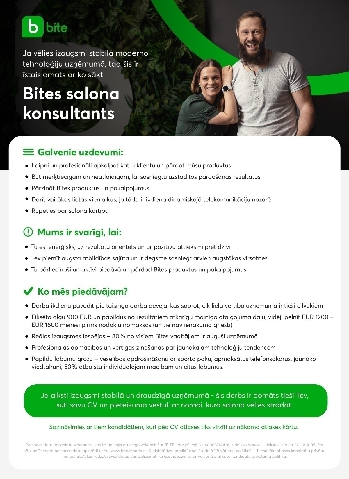 Bite Latvija, SIA "Bite" salona konsultants/-e Rēzeknē