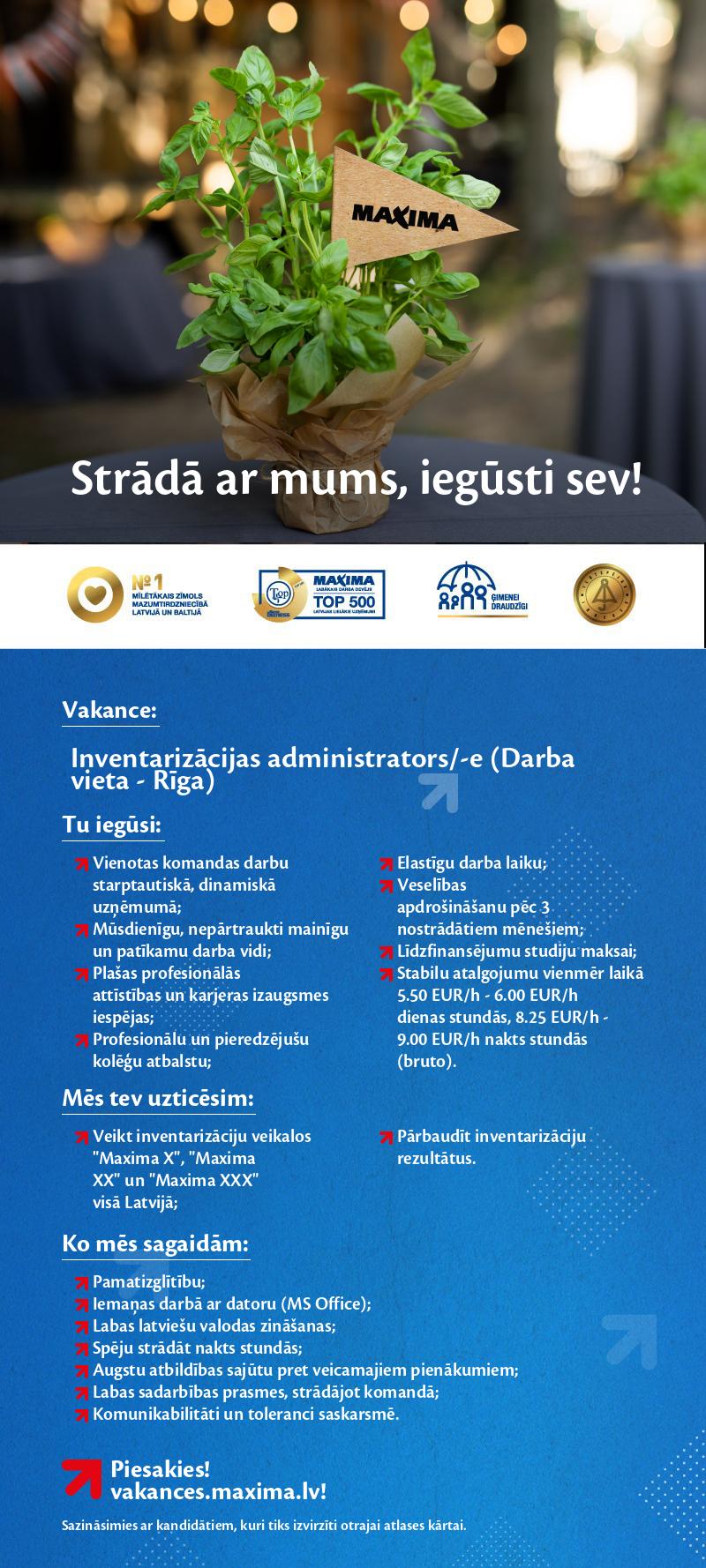 MAXIMA Latvija Inventarizācijas administrators/-e