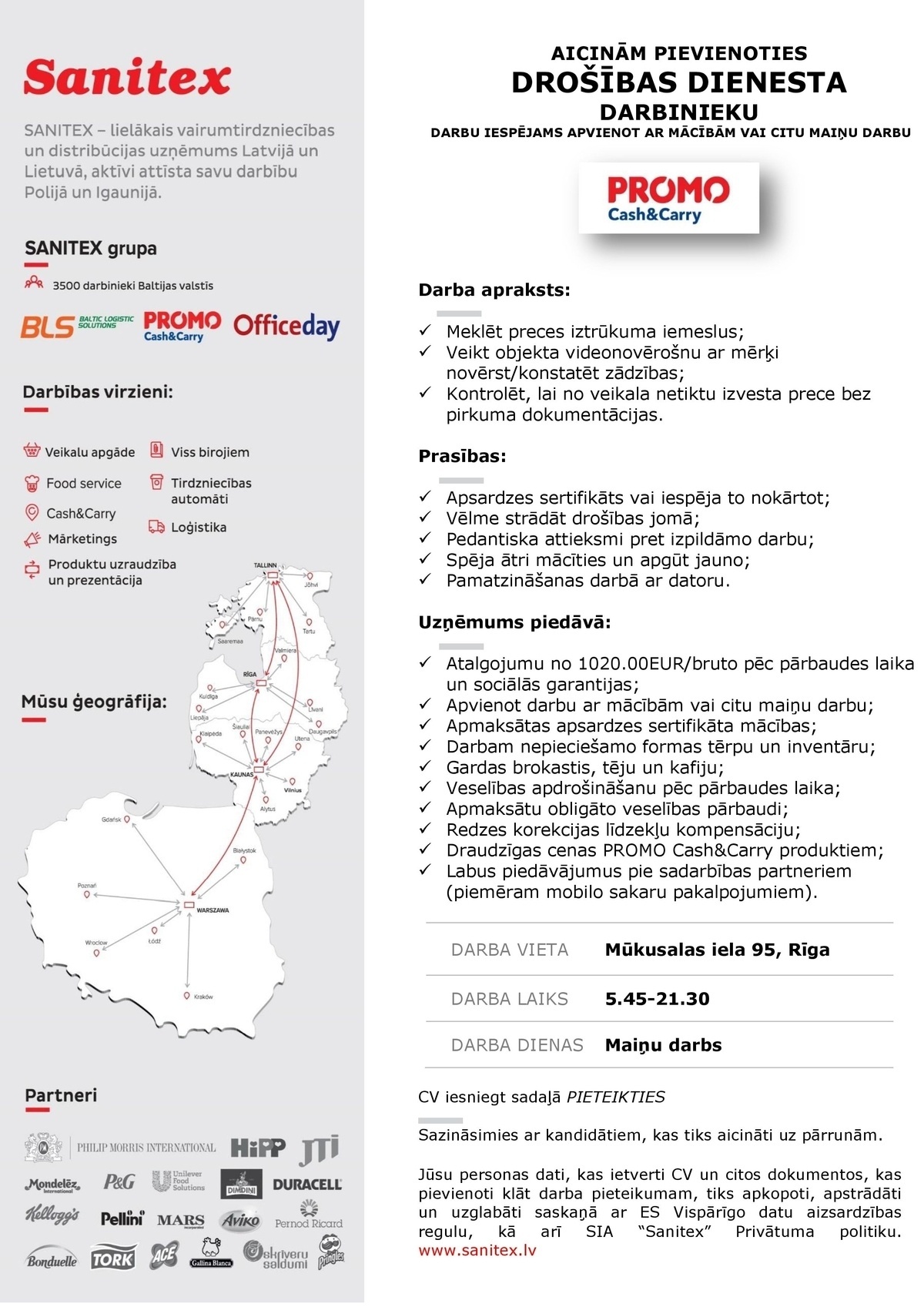 Sanitex, SIA Drošības speciālists/-e