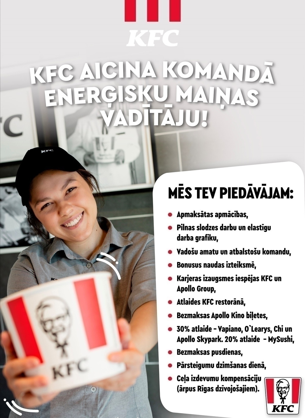 KFC Maiņas vadītājs/-a "KFC" restorānos (bez pieredzes)