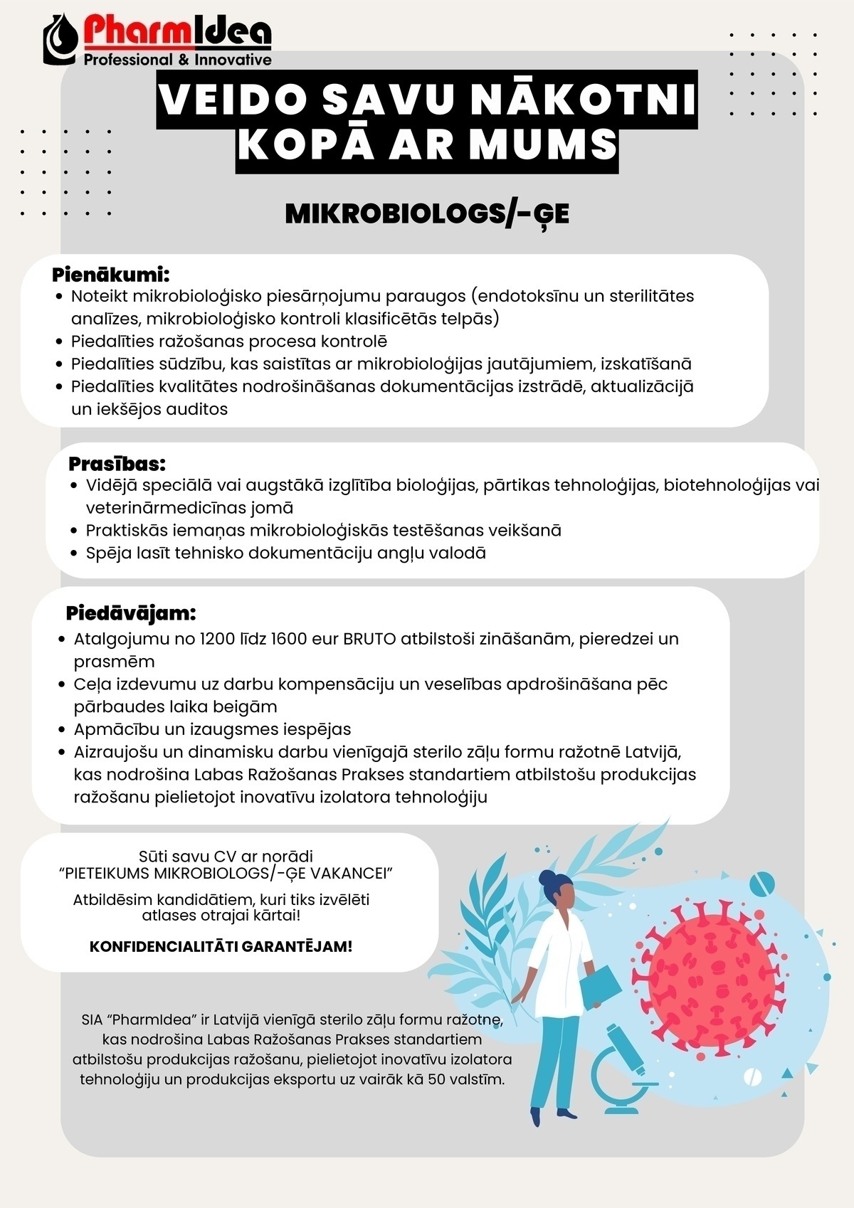 PHARMIDEA, SIA Mikrobiologs/-e