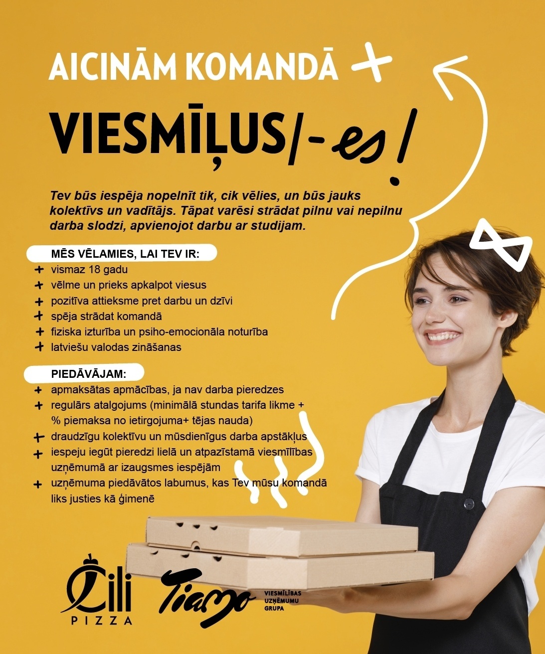 TIAMO GRUPA, SIA Viesmīlis/-e "Čili Pizza" picērijās Rīgā