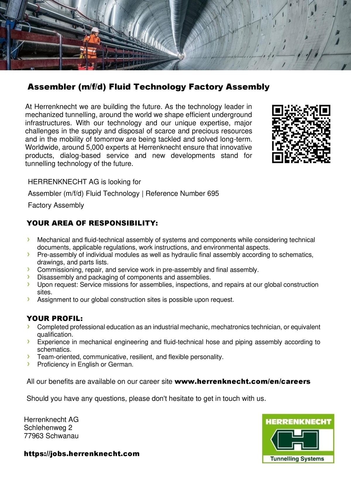 Herrenknecht AG Assembler (m/f/d) Fluid Technology Factory Assembly