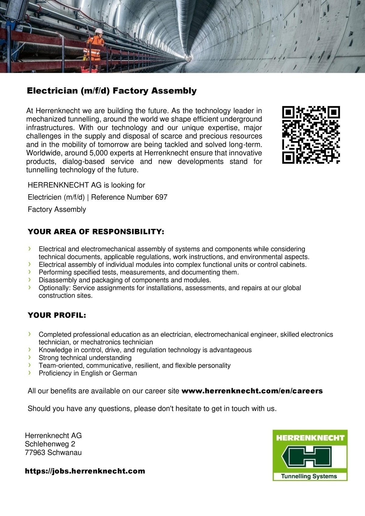 Herrenknecht AG Electrician (m/f/d) Factory Assembly