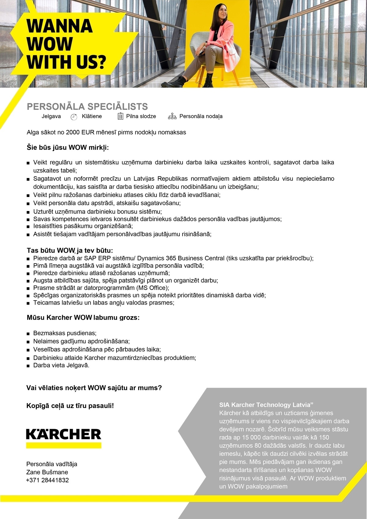 Karcher Technology Latvia, SIA Personāla speciālists/-e