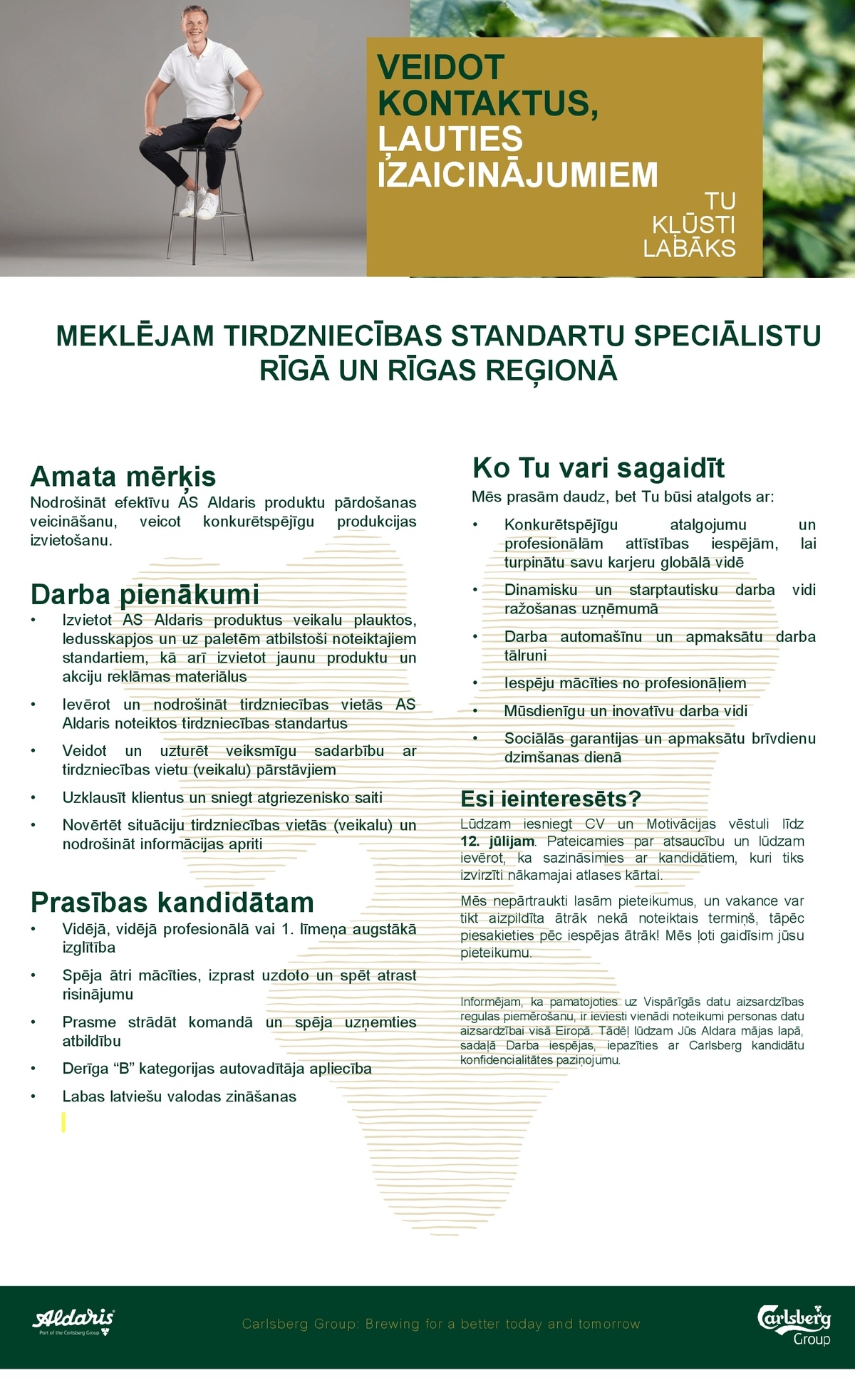 Aldaris, AS Tirdzniecības standartu speciālists/-e Rīgā un Rīgas reģionā