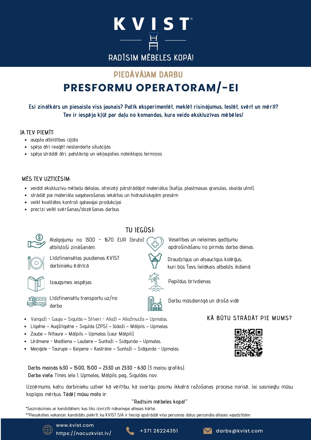 KVIST, SIA Presformu operators/-e