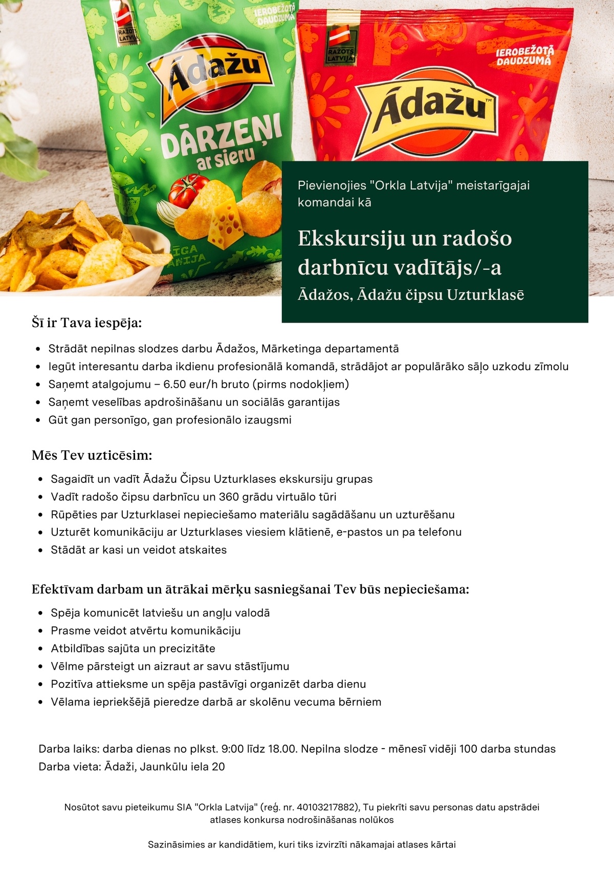 Orkla Latvija, SIA Ekskursiju un radošo darbnīcu vadītājs/-a