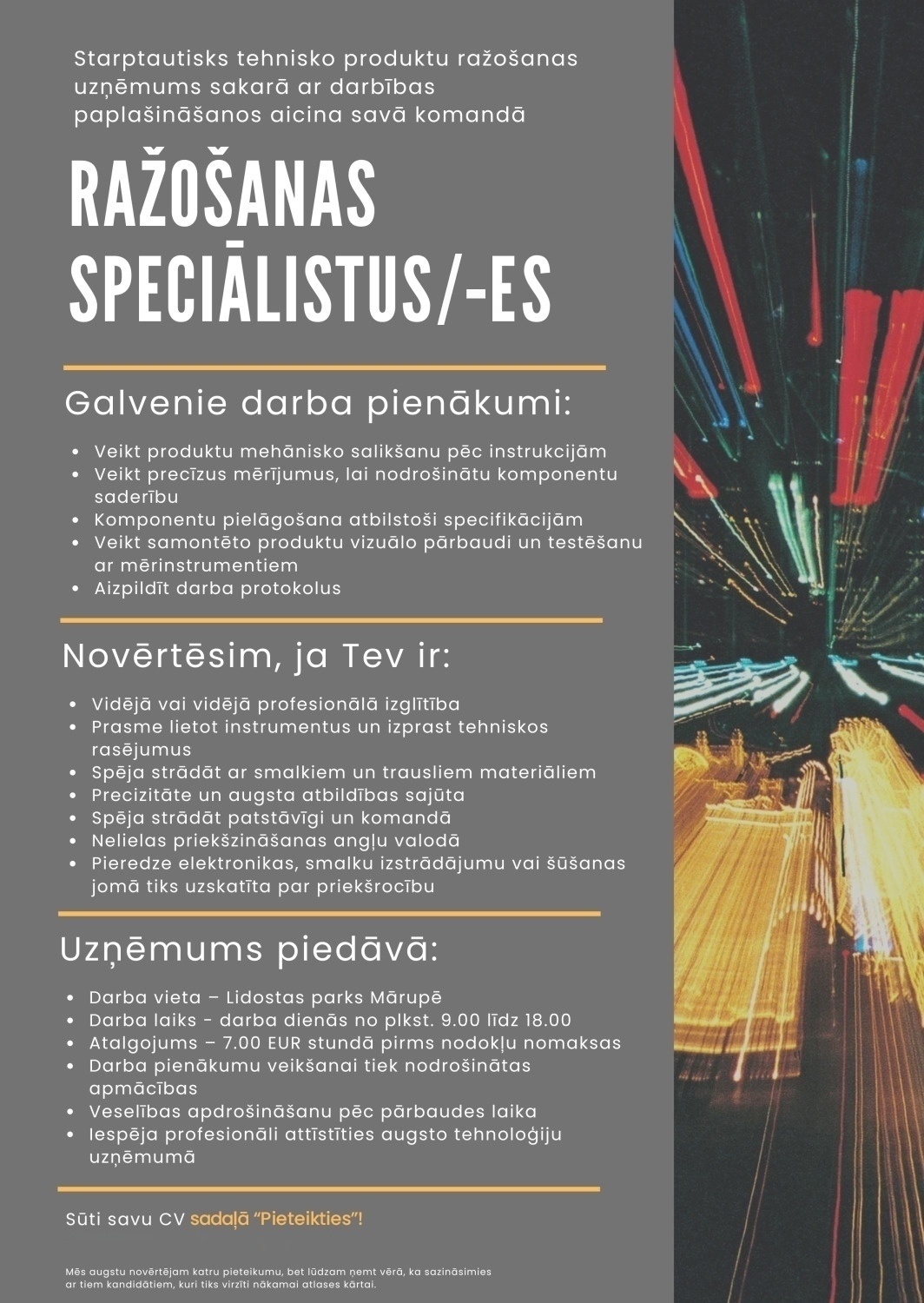 CVMarket.lv klients Ražošanas speciālists/-e