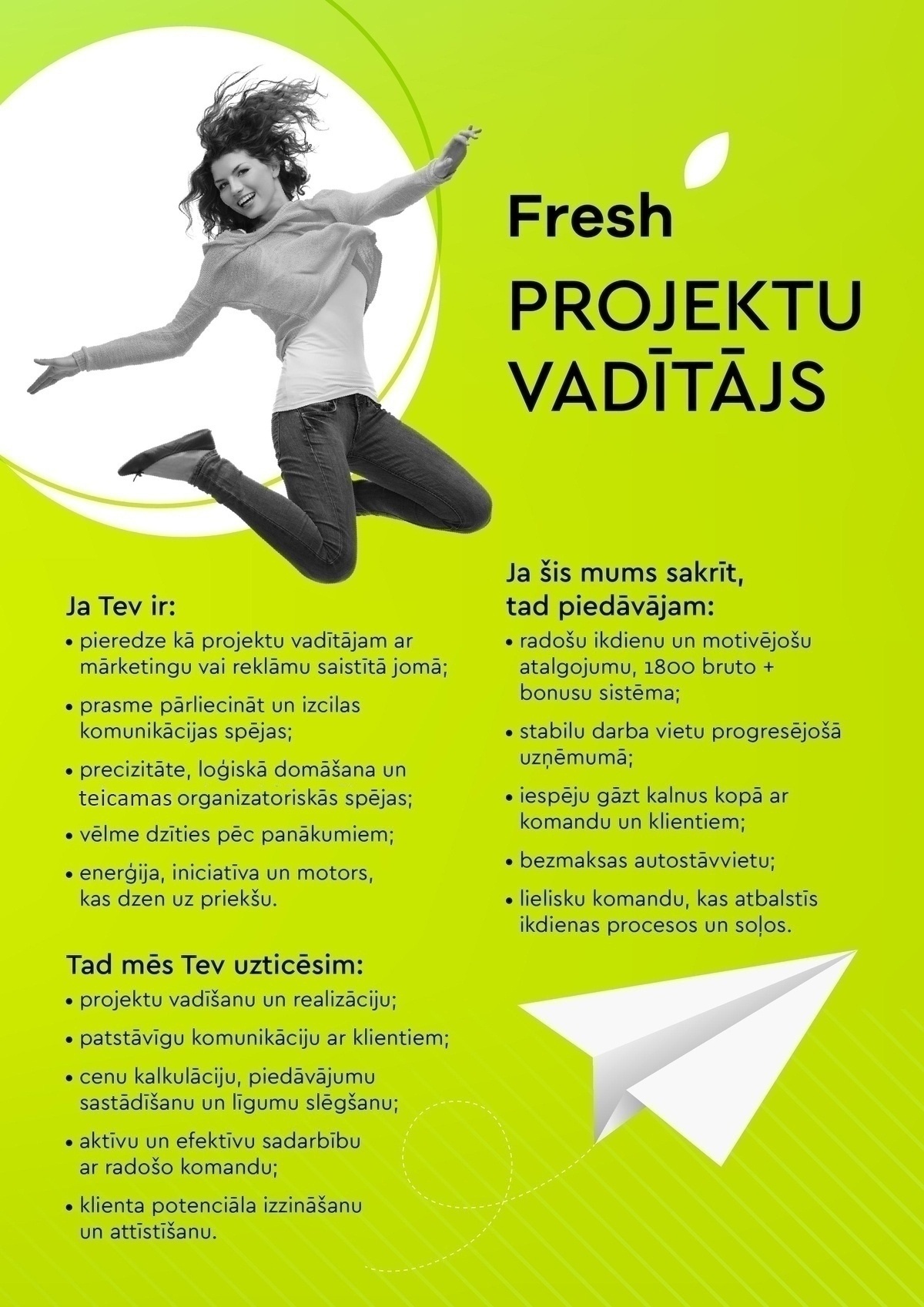 FRESH, SIA Projektu vadītājs/-a