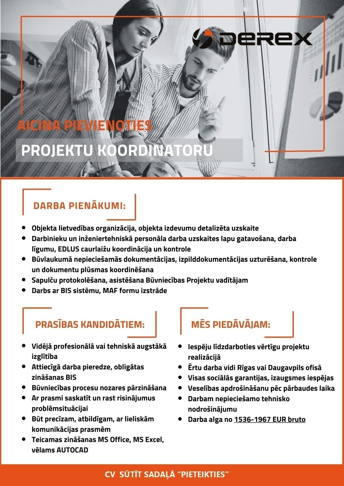 DEREX, SIA Projektu koordinators/-e (Rīgas vai Daugavpils ofisā)