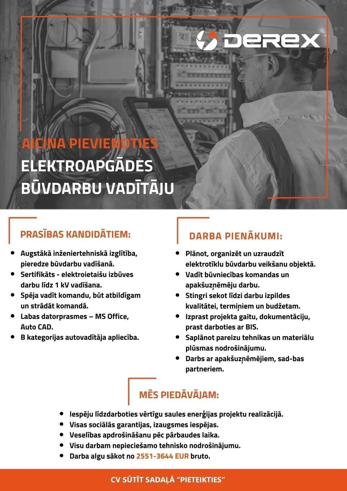 DEREX, SIA Elektroapgādes būvdarbu vadītājs/-a