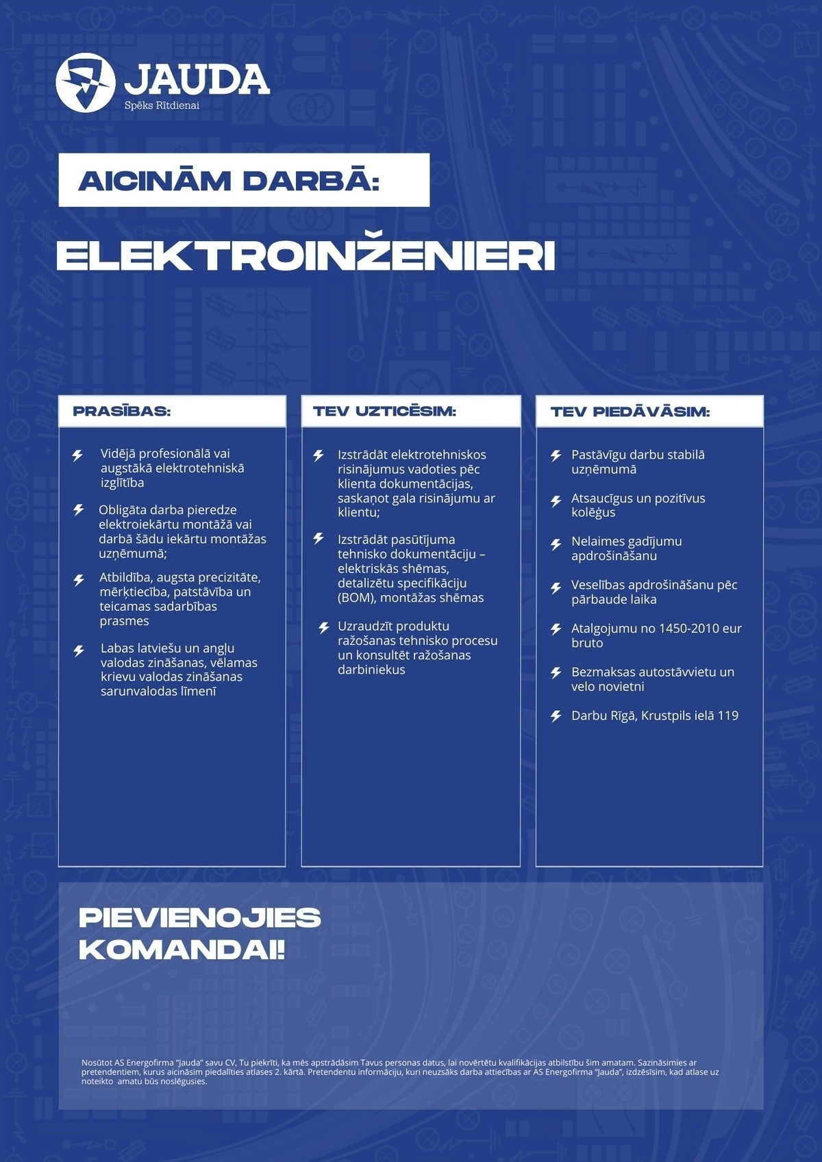 JAUDA, AS Elektroiekārtu inženieris/-e