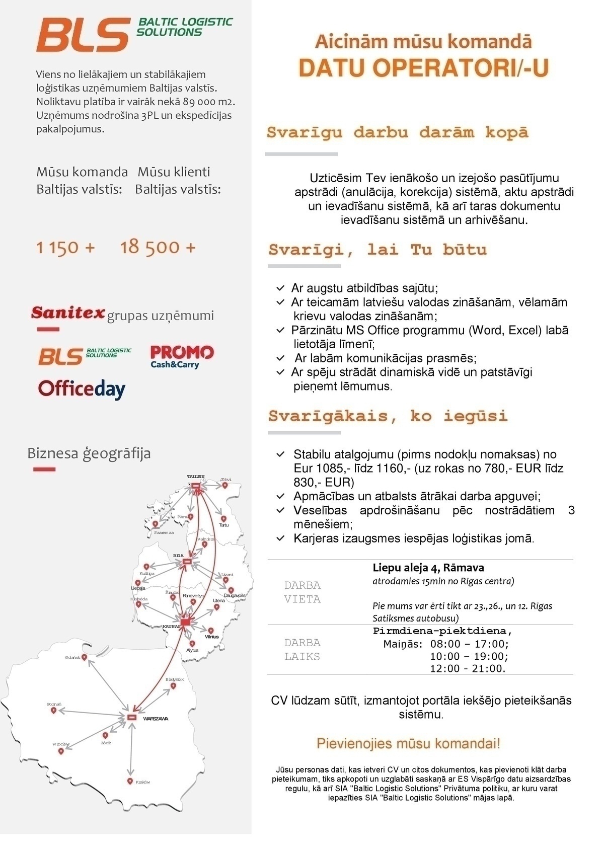 Baltic Logistic Solutions, SIA Datu operators/-e