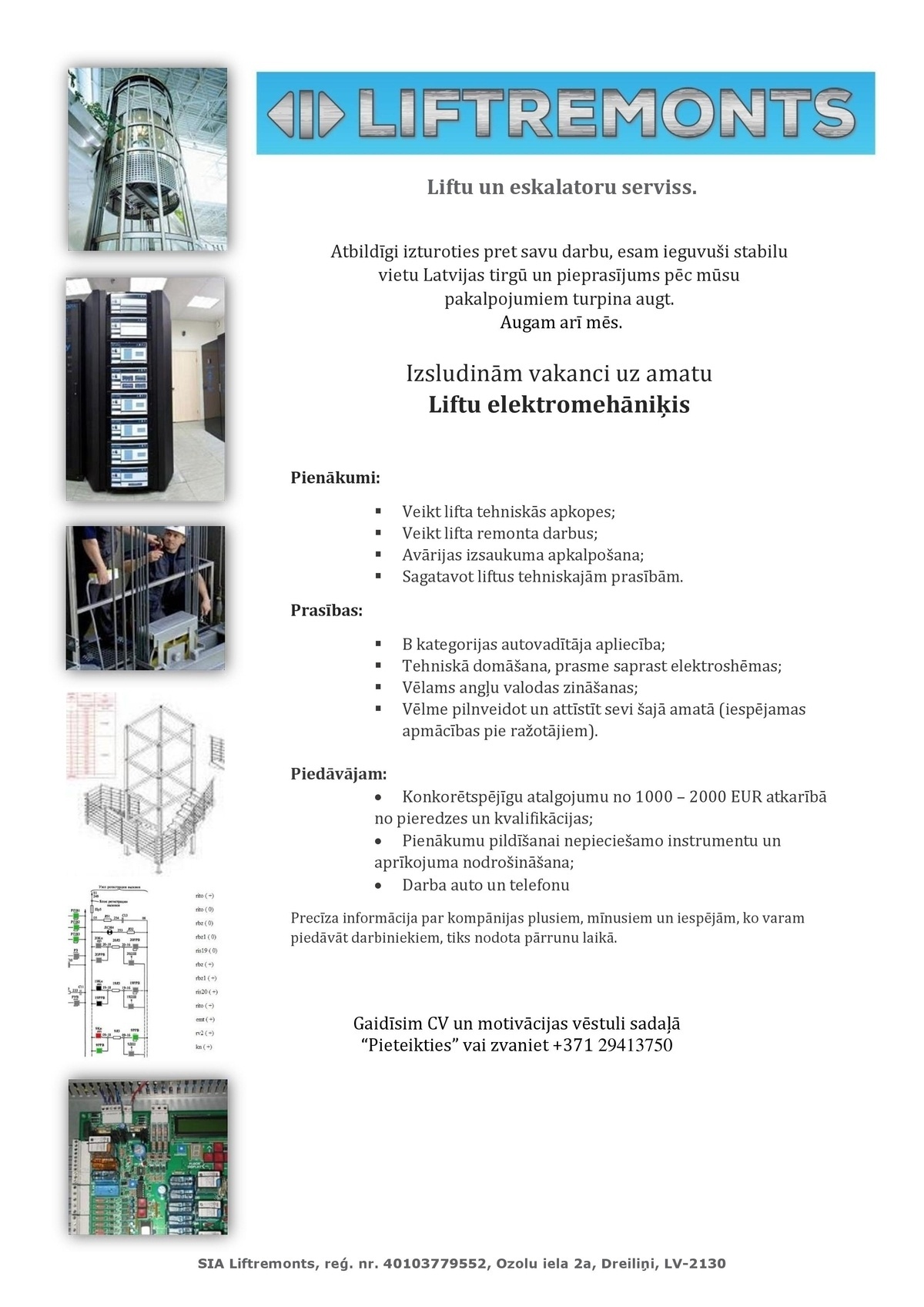 LIFTREMONTS, SIA Elektromehāniķis/-e